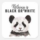 Moderne grappige panda zwart-wit met citaat vierkante sticker (Voorkant)
