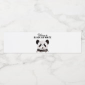 Moderne grappige panda zwart-wit met citaat waterfles etiket (Enkel label)