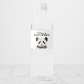 Moderne grappige panda zwart-wit met citaat waterfles etiket (Voorkant)
