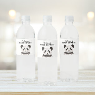 Moderne grappige panda zwart-wit met citaat waterfles etiket