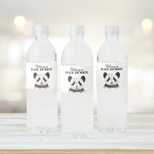 Moderne grappige panda zwart-wit met citaat waterfles etiket