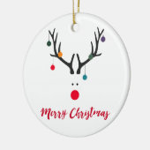 Moderne, grappige rendiertjes op witte kerst keramisch ornament (Links)