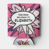 Moderne Grappige Roze Gepersonaliseerde Spraakball Blikjeskoeler (Voorkant)