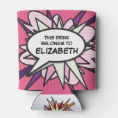 Moderne Grappige Roze Gepersonaliseerde Spreekwolk Blikjeskoeler (Achterkant)