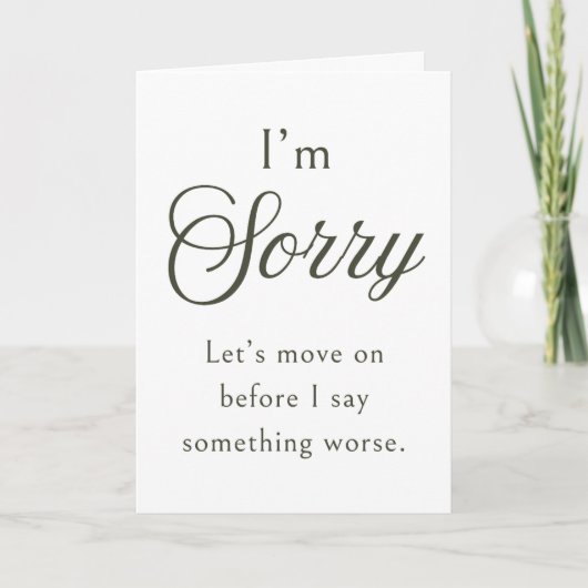 Moderne Grappige Sorry Kaart | Minimalistische Sti (Voorkant)