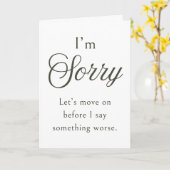 Moderne Grappige Sorry Kaart | Minimalistische Sti (Gele Bloem)