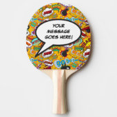 Moderne grappige stripboek gepersonaliseerde spraa tafeltennisbatje (Voorkant)