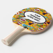 Moderne grappige stripboek gepersonaliseerde spraa tafeltennisbatje (Voorkant Gekanteld)