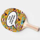 Moderne grappige stripboek gepersonaliseerde spraa tafeltennisbatje (Zijkant)