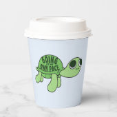 Moderne Grappige Tortoise Lover Quote Groene Tekst Papieren Bekers (Voorkant)