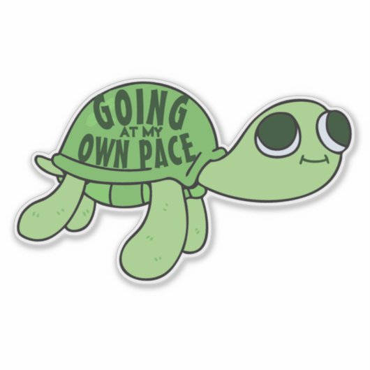 Moderne Grappige Tortoise Lover Quote Groene Tekst Sticker (Voorkant)