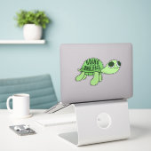 Moderne Grappige Tortoise Lover Quote Groene Tekst Sticker (Laptop op bureau)
