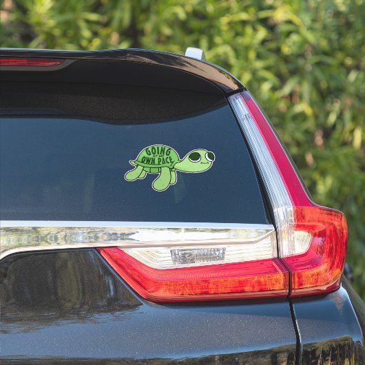 Moderne Grappige Tortoise Lover Quote Groene Tekst Sticker (Auto Zijkant)