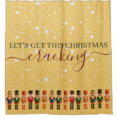 Moderne Grappige Unieke Notenkraker Gouden Kerstmi Douchegordijn (Voorkant)