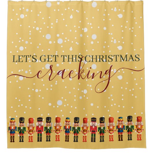Moderne Grappige Unieke Notenkraker Gouden Kerstmi Douchegordijn (Voorkant)