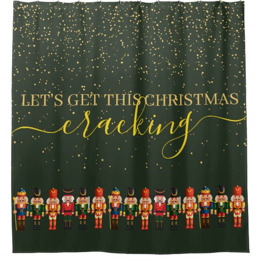 Moderne Grappige Unieke Notenkraker Groene Kerst Douchegordijn (Voorkant)