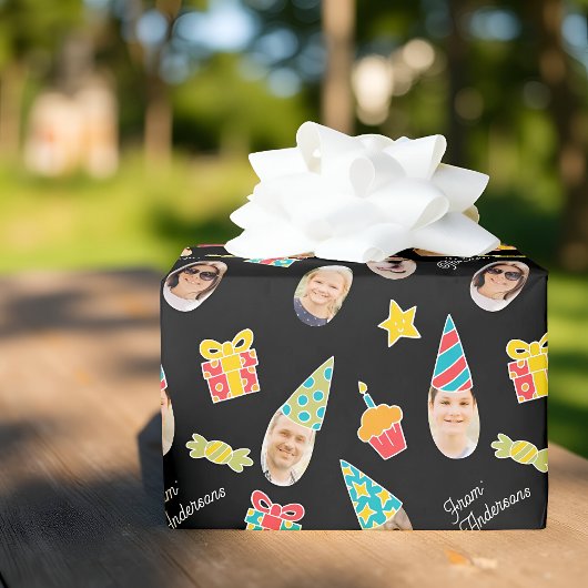 Moderne Grappige Verjaardagsfoto Cadeaupapier