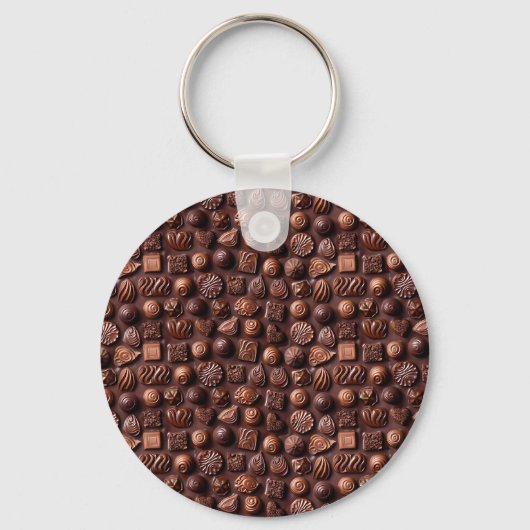 Moderne Grappige Zoete Bruine Dessert voor Chocola Sleutelhanger (Voorkant)