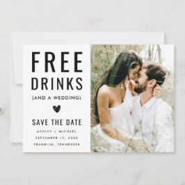 Moderne Grappige Zwarte En Witte Foto Gratis Drank Save The Date