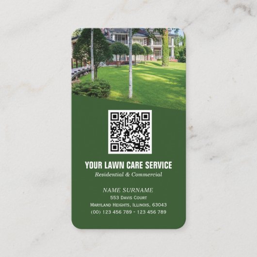 Moderne grasfoto QR-code Visitekaartje (Voorkant)