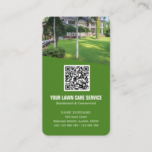 Moderne grasfoto QR-code Visitekaartje (Voorkant)