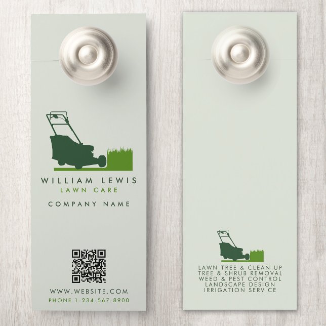Moderne grasmaaier gazon zorg eenvoudige QR-code Deurhanger (Modern Lawnmower Lawn Care Simple QR Code Door Hanger)
