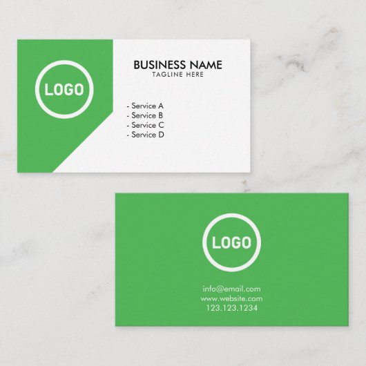 Moderne grasstrips voor groene en witte Logo Visitekaartje (Voorkant / Achterkant)