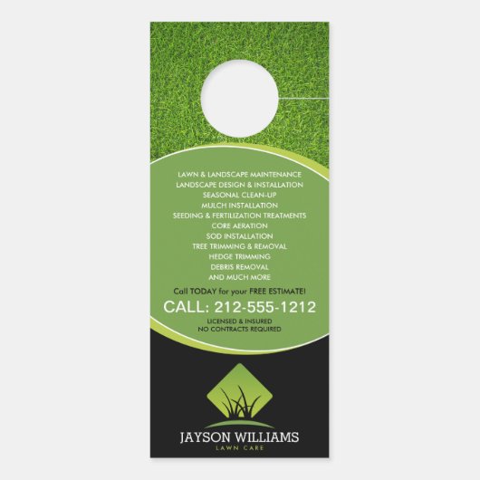 Moderne graszorg/landschapsontwerp: grijs Logo zwa Deurhanger (Achterkant)