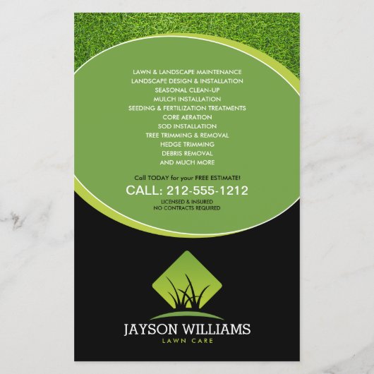 Moderne graszorg/landschapsontwerp: grijs Logo zwa Flyer (Achterkant)