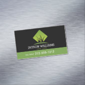 Moderne graszorg/landschapsontwerp: grijs Logo zwa Magnetisch Visitekaartje (Voorbeeld)