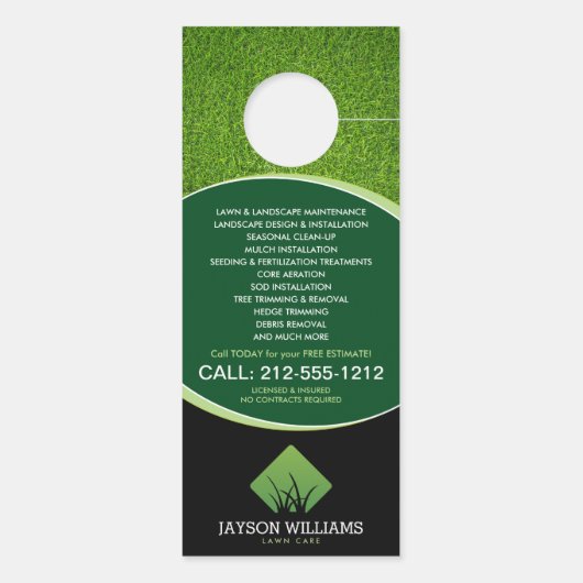 Moderne graszorg/landschapsontwerp Groen Logo Deurhanger (Achterkant)