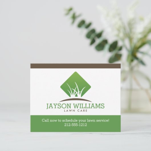 Moderne graszorg/landschapsontwerp — Logo wit Briefkaart (Staand voorkant)