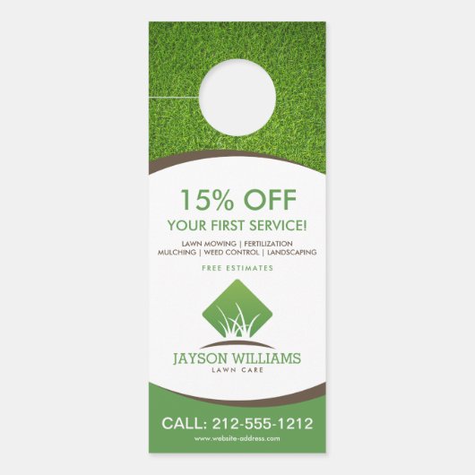 Moderne graszorg/landschapsontwerp — Logo wit Deurhanger (Voorkant)