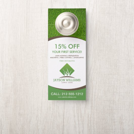 Moderne graszorg/landschapsontwerp — Logo wit Deurhanger (Op knop)