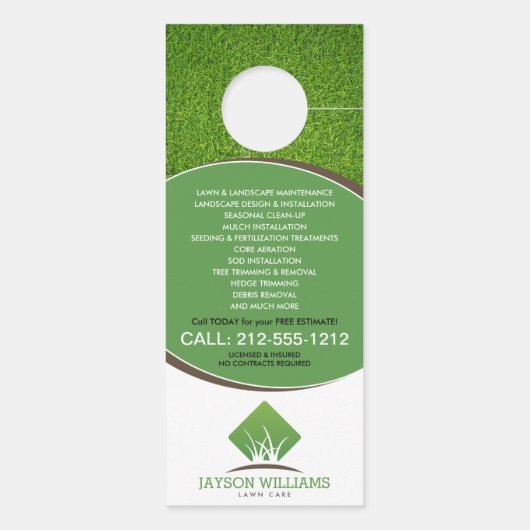 Moderne graszorg/landschapsontwerp — Logo wit Deurhanger (Achterkant)