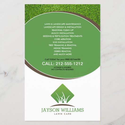 Moderne graszorg/landschapsontwerp — Logo wit Flyer (Achterkant)