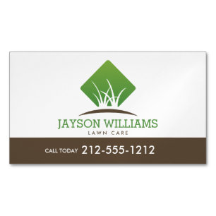 Moderne graszorg/landschapsontwerp — Logo wit Magnetisch Visitekaartje