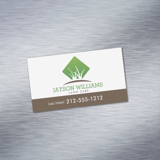 Moderne graszorg/landschapsontwerp — Logo wit Magnetisch Visitekaartje (Voorbeeld)