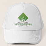 Moderne graszorg/landschapsontwerp — Logo wit Trucker Pet<br><div class="desc">Een schoon en modern logo ontwerp van gedempt grassplaten boven het jouw naam of een bedrijfsnaam op deze gepersonaliseerde vrachtwagenhoed. Ontworpen voor grasondernemingen,  landschapsarchitectuur,  tuinontwerpers en meer. Kunstwerk en ontwerp © 1201AM Design Studio</div>