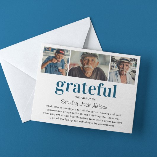 Moderne 'Grateful' foto-collage sympathie Bedankkaart