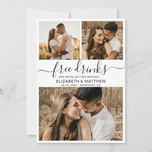 Moderne gratis Drinken Manuscript Photo Collage We Save The Date (Voorkant)