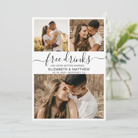 Moderne gratis Drinken Manuscript Photo Collage We Save The Date (Staand voorkant)