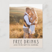 Moderne gratis Drinken voor fotobruiloft sparen de Aankondigingskaart (Voorkant)