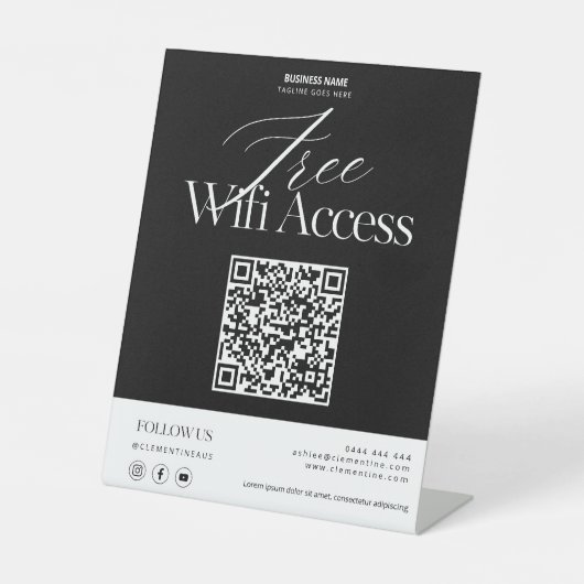 Moderne gratis WiFi QR Code Sign Reclamebord Met Voetstuk (Voorkant)