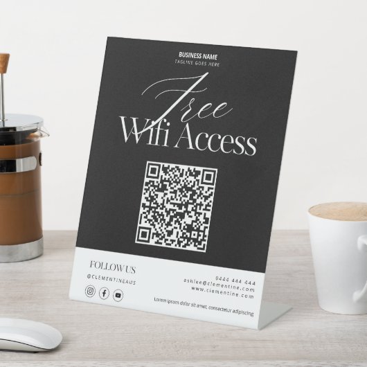 Moderne gratis WiFi QR Code Sign Reclamebord Met Voetstuk (Insitu)