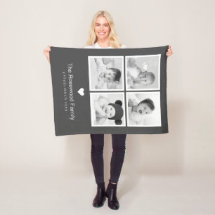 Moderne Gray Photo Collage Persoonlijk Fleece Deken
