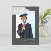 Moderne GRAY SPLASH Afstuderen AFSTUDEERDER foto Aankondiging (Staand voorkant)