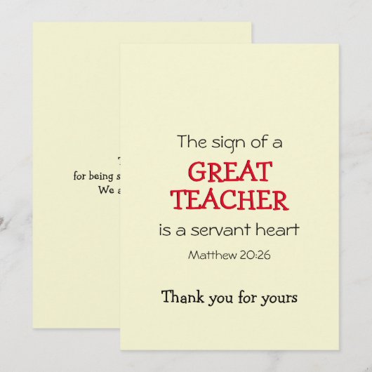 Moderne GREAT-TEACHERSERVANT HEART Dank u (Voorkant / Achterkant)