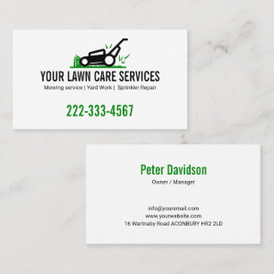 Moderne Green and White Lawn Service Professional Visitekaartje
