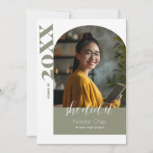 Moderne Green Arch Foto Ze deed het Afstuderen Aankondiging (Voorkant)